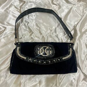Guess black shoulder bag with silver accents